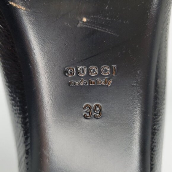 Gucci Salandia GG Logo Patent Leather Peep Toe Flats - Picture 7 of 9